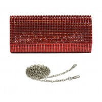 Evening Bag - 12 PCS - Jeweled Acrylic Beads w/ Flap - Red -BG-100317R